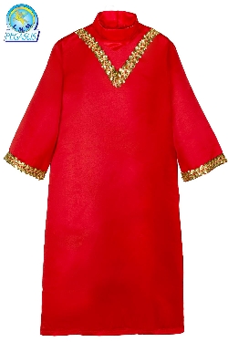 TUNICA RASO ROSSO CON PASSAMANERIA PAILETTES BAMBINO/A